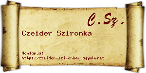Czeider Szironka névjegykártya